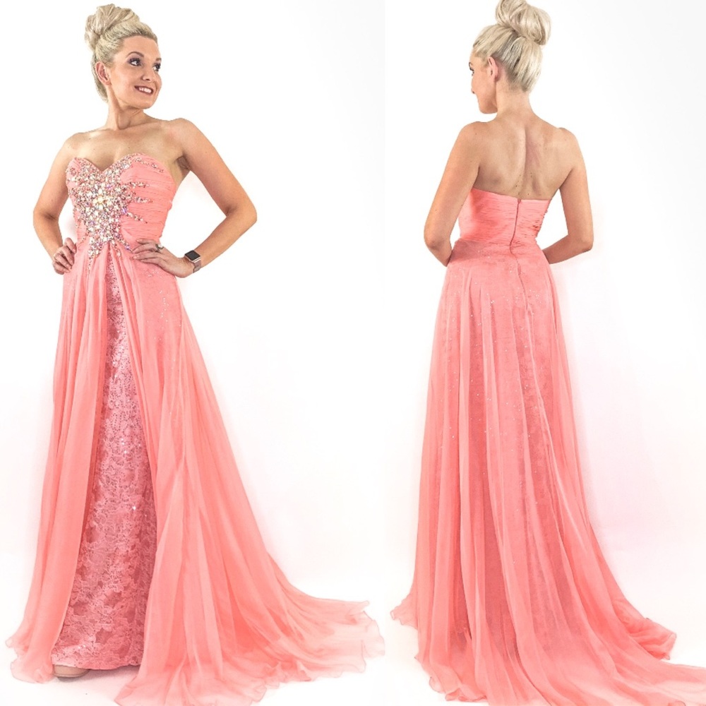 Glam Pageant Prom Dress with Overlay Skirt